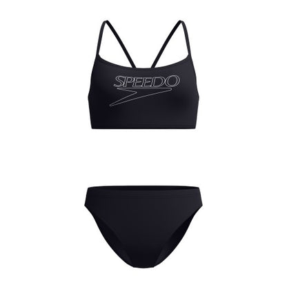 Front - Speedo Womens/Ladies Logo Endurance+ Thin Strap Two-Piece Swimsuit
