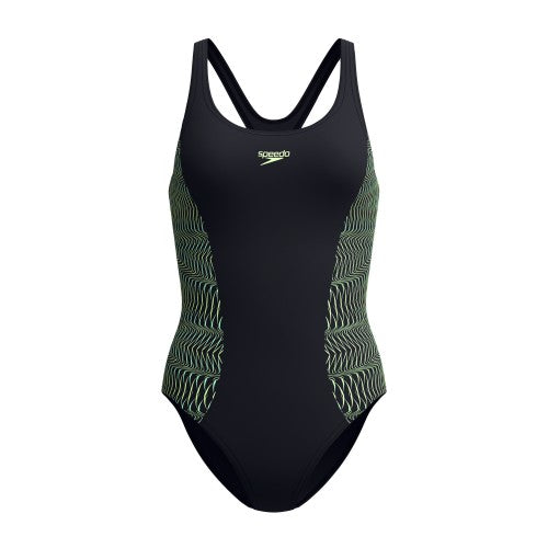 Front - Speedo Womens/Ladies Placement Medalist Printed One Piece Swimsuit