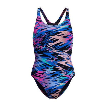 Front - Speedo Womens/Ladies Hyperboom Medalist Repeat Logo One Piece Swimsuit