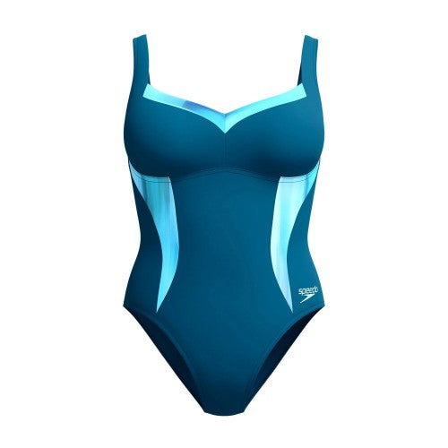 Front - Speedo Womens/Ladies Lunaelustre Printed Shaping One Piece Swimsuit