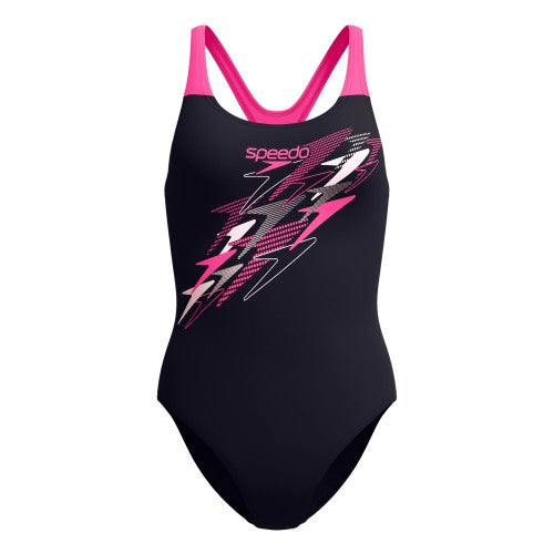 Front - Speedo Womens/Ladies Medley Medalist Logo One Piece Swimsuit