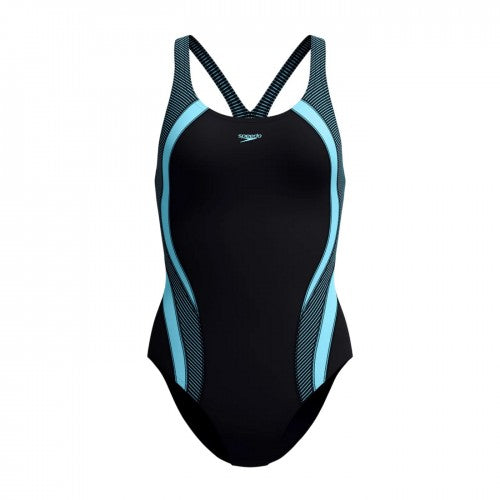 Front - Speedo Womens/Ladies Quantum Splice Ribbed One Piece Swimsuit