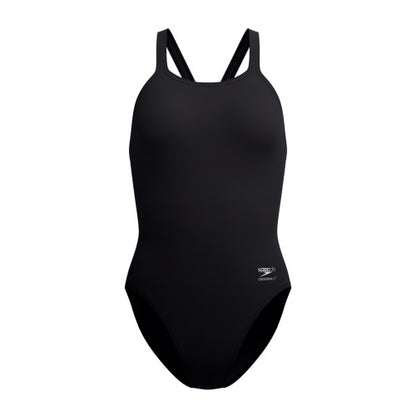 Front - Speedo Womens/Ladies Solid Leaderback One Piece Swimsuit