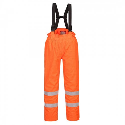 Front - Portwest Mens Hi-Vis Bizflame Rain Anti-Static Safety Trousers