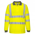 Front - Portwest Mens S277 Hi-Vis Long-Sleeved Polo Shirt