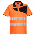 Front - Portwest Mens PW2 Cotton Hi-Vis Safety Polo Shirt