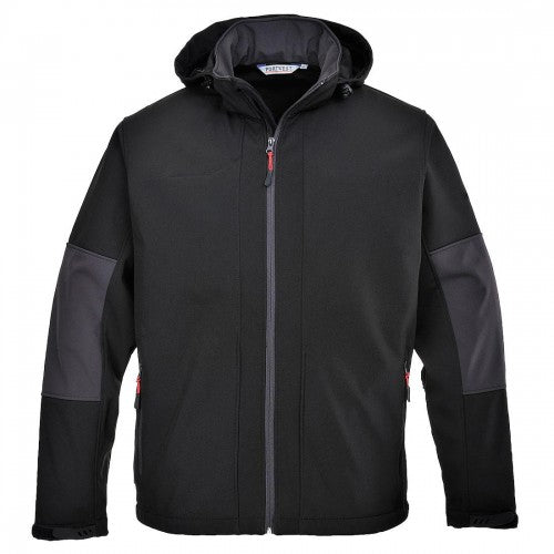 Front - Portwest Mens Hooded Soft Shell Jacket