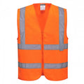 Front - Portwest Mens Band & Brace Zip Front Safety Hi-Vis Vest