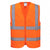 Front - Portwest Mens Band & Brace Zip Front Safety Hi-Vis Vest