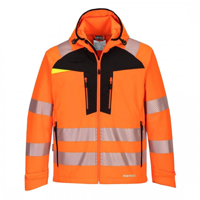 Front - Portwest Mens DX4 Softshell Hi-Vis Safety Jacket