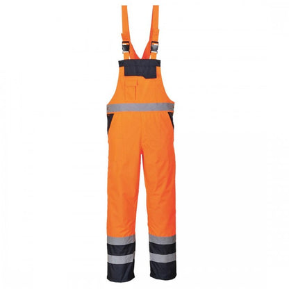 Front - Portwest Mens Contrast Hi-Vis Safety Bib And Brace Overall