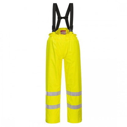 Front - Portwest Mens Hi-Vis Bizflame Rain Anti-Static Trousers