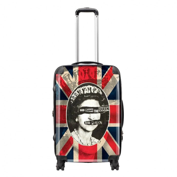 Front - RockSax God Save The Queen Sex Pistols Hardshell 4 Wheeled Cabin Bag