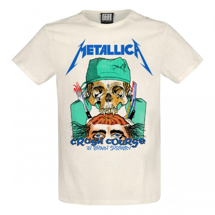 Front - Amplified Unisex Adult Crash Course In Brain Surgery Metallica Vintage T-Shirt