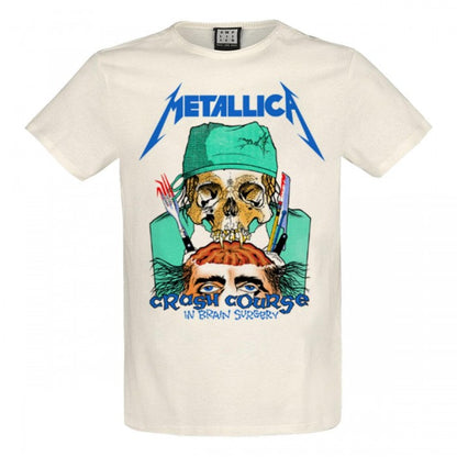 Front - Amplified Unisex Adult Crash Course In Brain Surgery Metallica Vintage T-Shirt