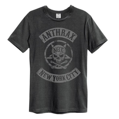 Charcoal - Front - Amplified Unisex Adult New York City Anthrax Vintage T-Shirt