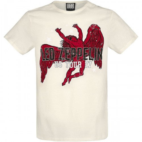 Front - Amplified Unisex Adult US Tour 77 Icarus Led Zeppelin Vintage T-Shirt