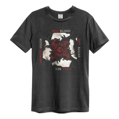 Charcoal-Red - Front - Amplified Unisex Adult Blood Sugar Sex Magik Red Hot Chili Peppers Vintage T-Shirt