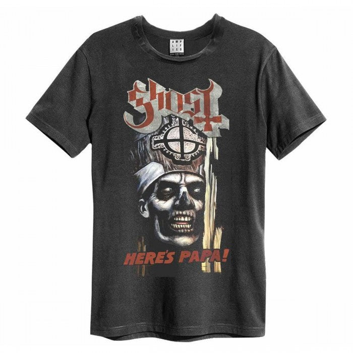 Front - Amplified Unisex Adult Here´s Papa Ghost Vintage T-Shirt