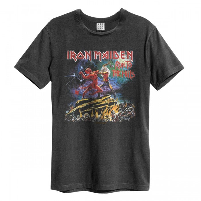 Front - Amplified Unisex Adult Run To The Hills Iron Maiden Vintage T-Shirt