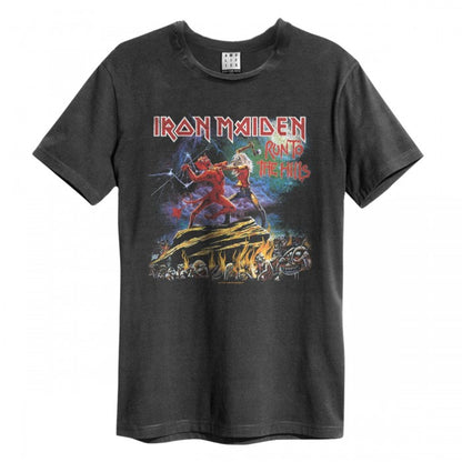 Front - Amplified Unisex Adult Run To The Hills Iron Maiden Vintage T-Shirt