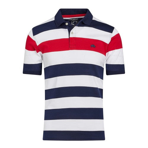 Front - Raging Bull Mens Uneven Striped Jersey Polo Shirt