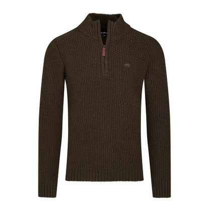 Front - Raging Bull Mens Textured Chunky Knit Quarter Zip Pullover