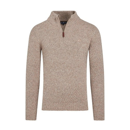 Front - Raging Bull Mens Flecked Chunky Knit Quarter Zip Jumper