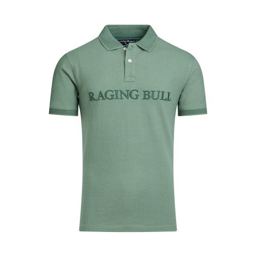 Front - Raging Bull Mens Tonal Pique Embroidered Polo Shirt