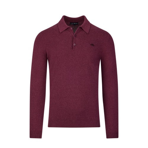 Front - Raging Bull Mens Knitted Long-Sleeved Polo Shirt