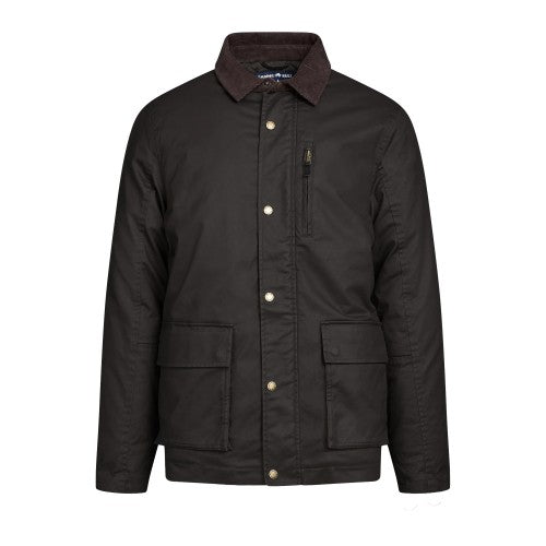 Front - Raging Bull Mens Wax Effect Cord Collar Jacket