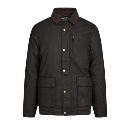 Front - Raging Bull Mens Wax Effect Cord Collar Jacket