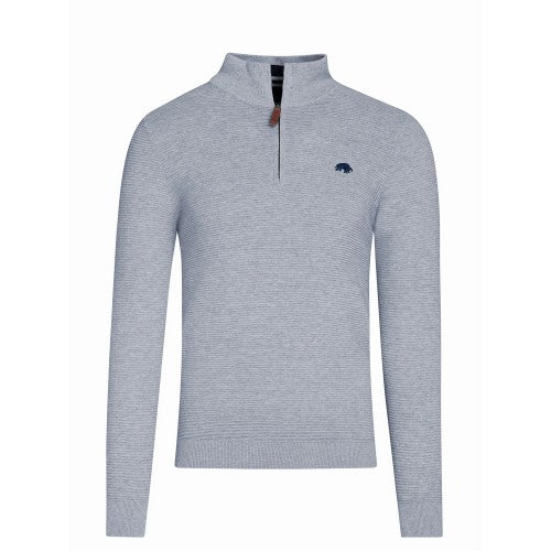 Front - Raging Bull Mens Classic Ribbed Textured Quarter Zip Jumper