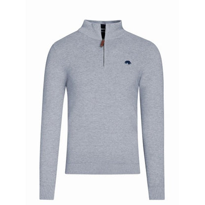 Front - Raging Bull Mens Classic Ribbed Textured Quarter Zip Jumper