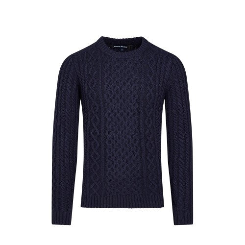 Front - Raging Bull Mens Chunky Cable Knit Crew Neck Jumper