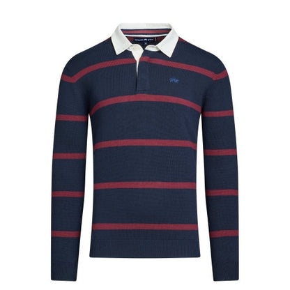 Front - Raging Bull Mens Knitted Rugby Shirt