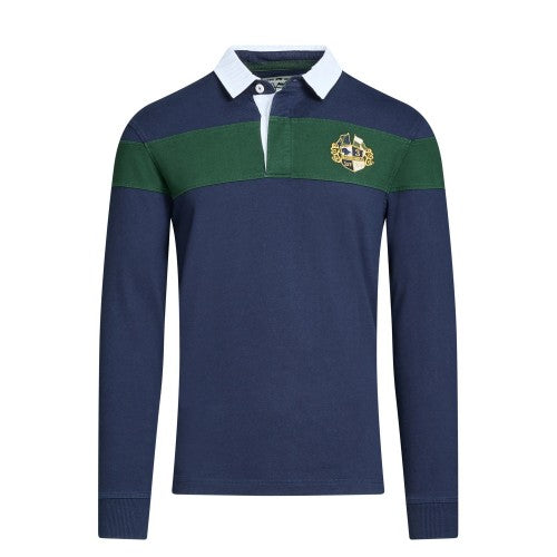 Front - Raging Bull Mens Embroidered Long-Sleeved Rugby Shirt