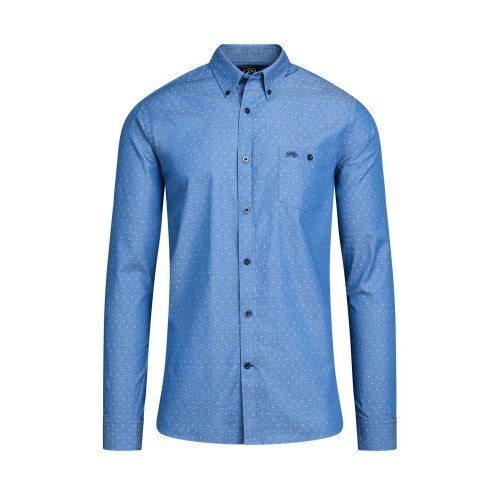 Front - Raging Bull Mens Dobby Long-Sleeved Shirt
