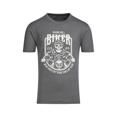 Front - Raging Bull Mens Biker Skull T-Shirt