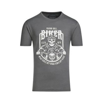 Front - Raging Bull Mens Biker Skull T-Shirt