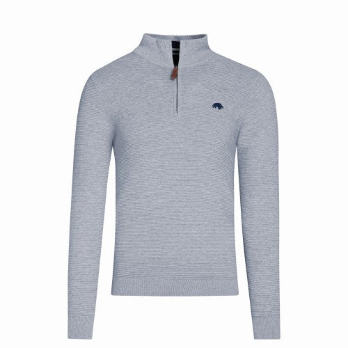 Front - Raging Bull Mens Ribbed Textured Quarter Zip Jumper