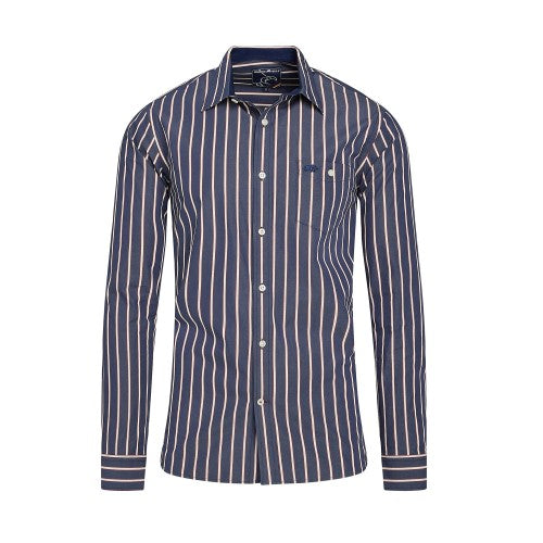 Front - Raging Bull Mens Stripe Poplin Long-Sleeved Shirt