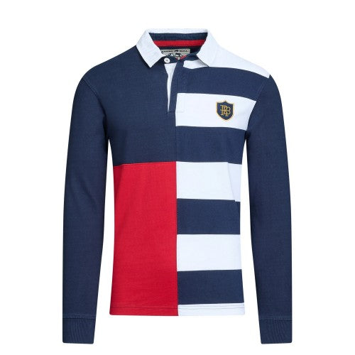 Front - Raging Bull Mens Harlequin Long-Sleeved Rugby Polo Shirt
