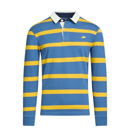 Front - Raging Bull Mens Thin Stripe Long-Sleeved Rugby Shirt