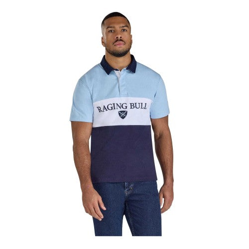 Front - Raging Bull Mens Pique Cut and Sew Panel Rugby Polo Shirt