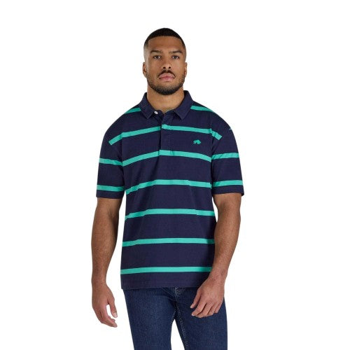 Front - Raging Bull Mens Stripe Rugby Polo Shirt
