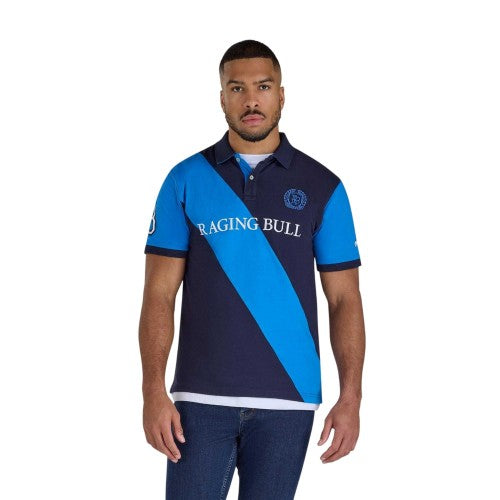 Front - Raging Bull Mens Diagonal Stripe Jersey Polo Shirt