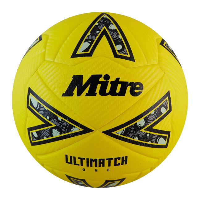 Yellow-Black-Grey - Front - Mitre Ultimatch One Football