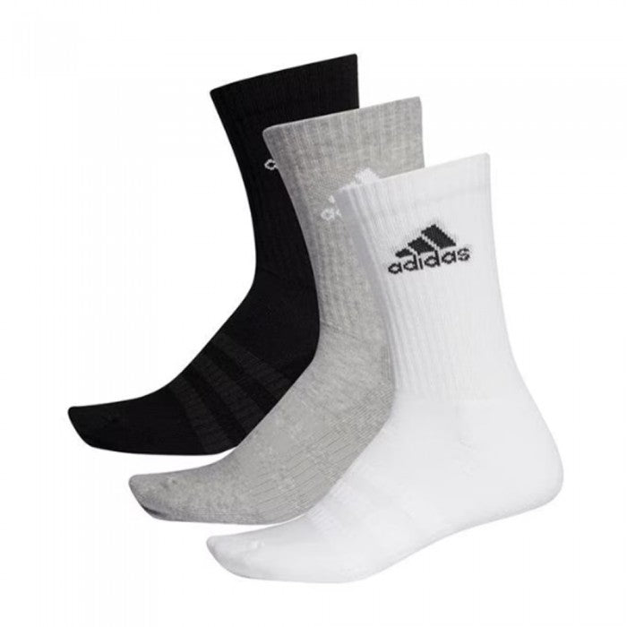 Front - Adidas Unisex Adult Logo Crew Socks (Pack of 3)