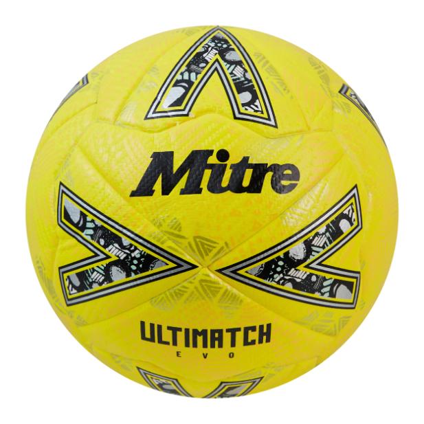 Fluorescent Yellow-Yellow Gold - Front - Mitre Ultimatch Evo Football